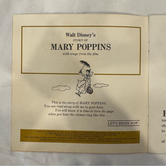 Vintage Disney Books with Records included; Cinderella Peter Pan Mary Poppins - Picture 8 of 14